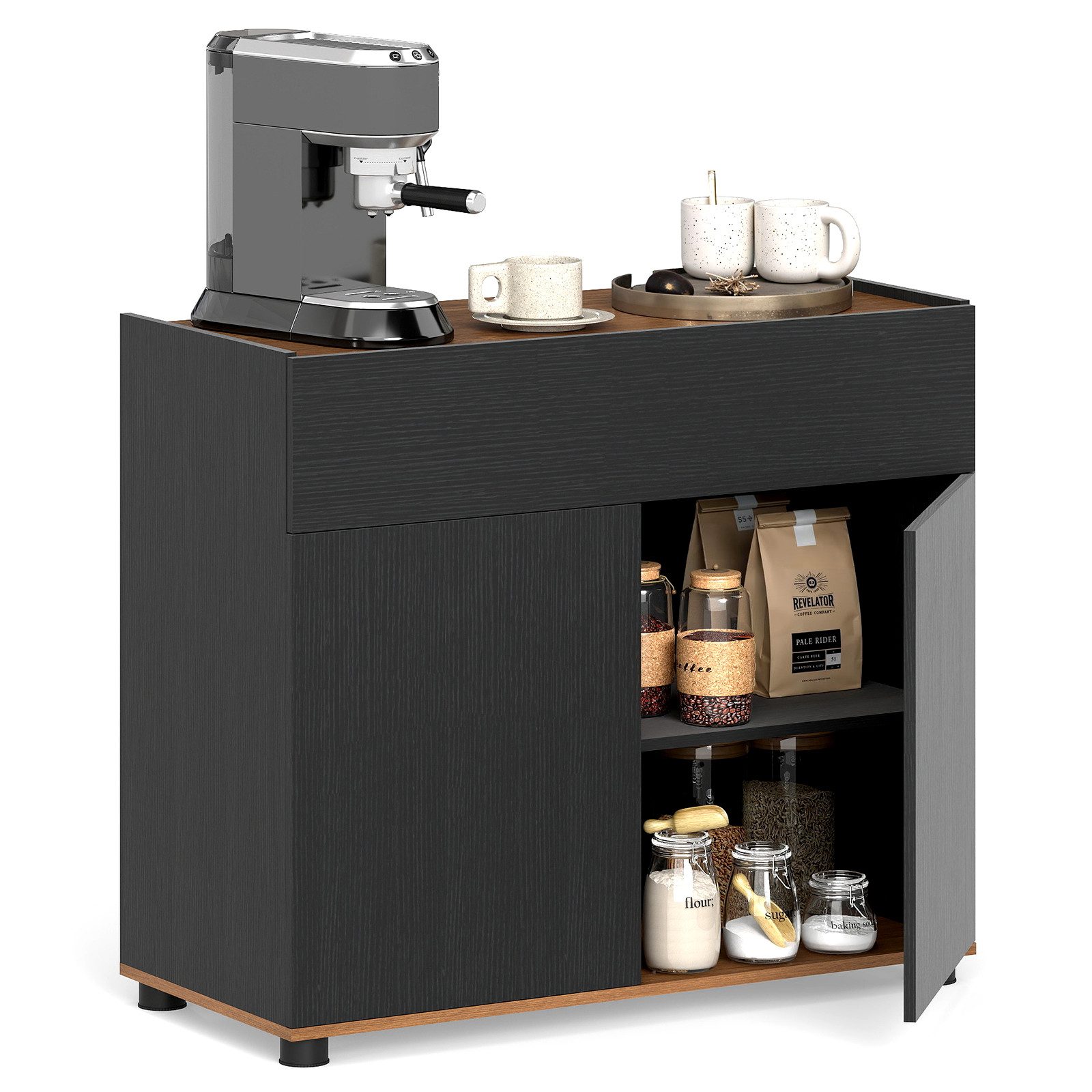 COSTWAY Küchenbuffet Sideboard mit großer Schublade & 2 Fächern 80×35×70cm günstig online kaufen