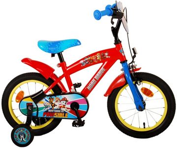 TPFSports Kinderfahrrad Volare Paw Patrol 14 Zoll, 1 Gang, (Jungs Fahrrad - Rutschfeste Sicherheitsgriffe), Kinder Fahrrad 14 Zoll mit Stützrädern - Rot