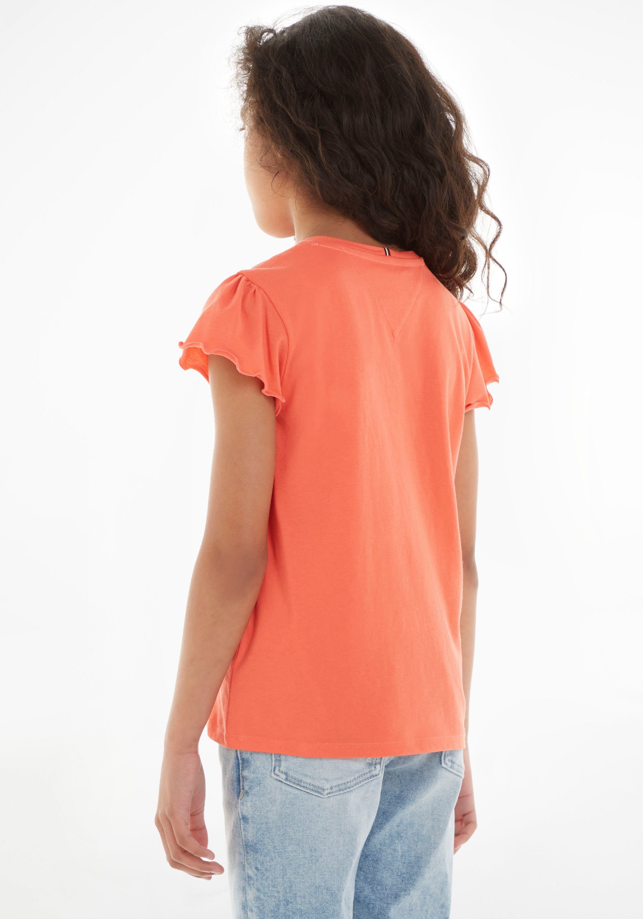 SLEEVE Tommy Kinder S/S MiniMe,mit Santa_Fe_Sunset dezentem ESSENTIAL TOP RUFFLE T-Shirt Hilfiger Junior Kids Label