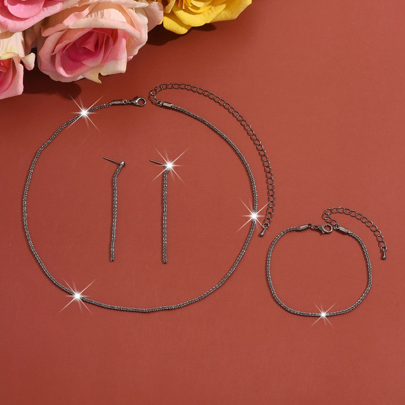 Bextsrack Schmuckset Damenschmuck-Set, 3-teilig mit Ohrringen, Halskette un günstig online kaufen