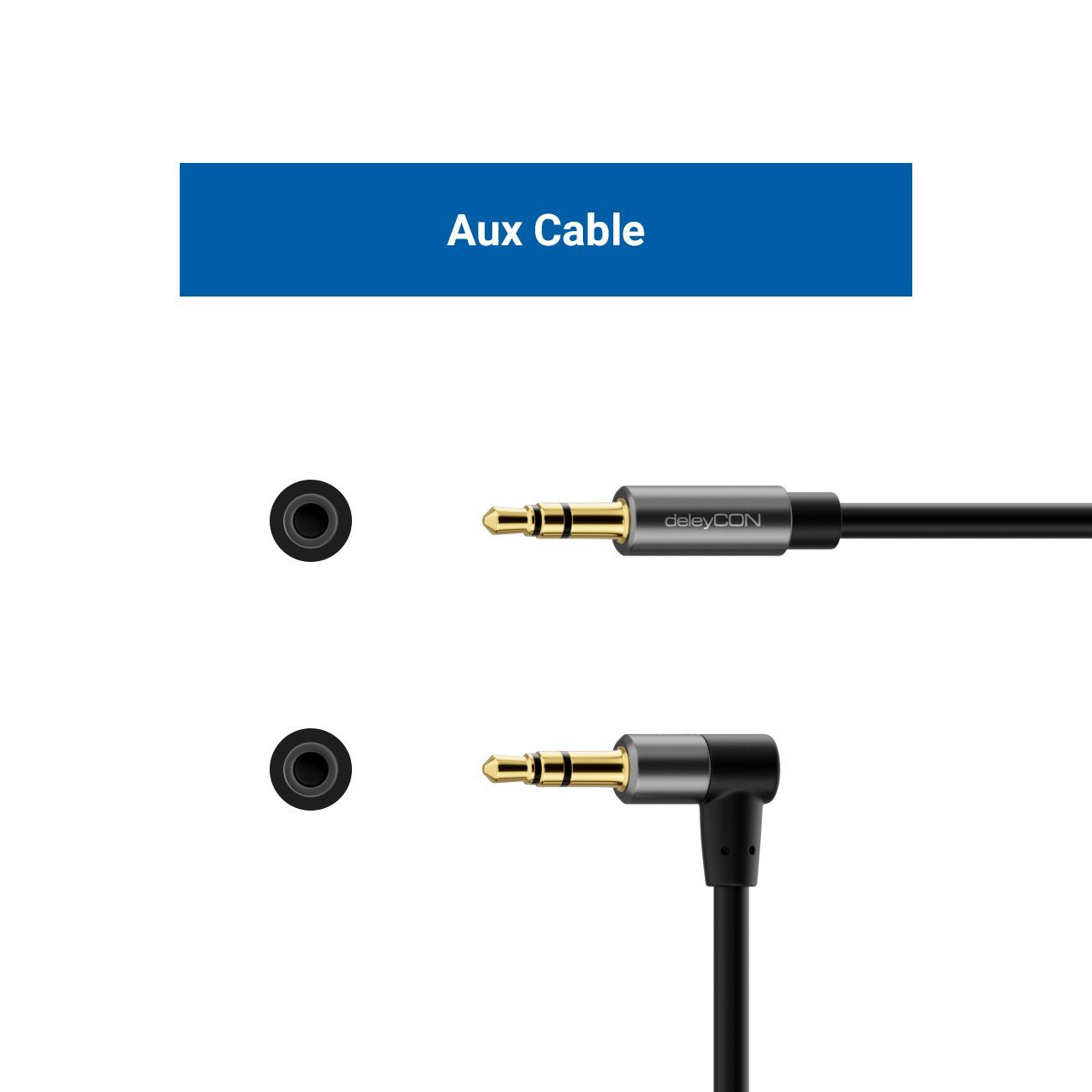 deleyCON deleyCON 5m Klinke Audio Stereo AUX Kabel 3,5mm Klinkenkabel Audio-Kabel – Bild 4 von 5