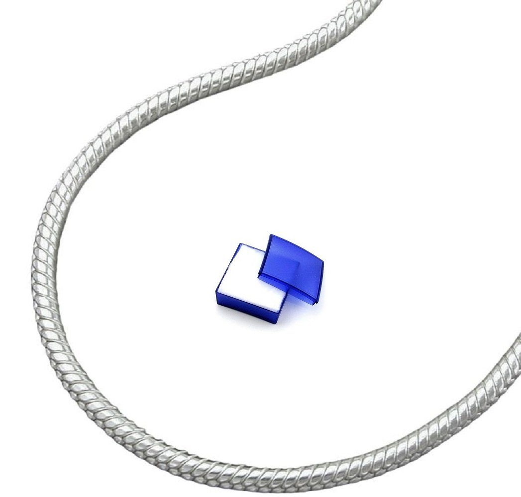 unbespielt Silberkette Halskette 1,3 mm Schlangenkette rund 925 Silber 38 cm inkl. Schmuckbox, Silberschmuck für Damen und Herren