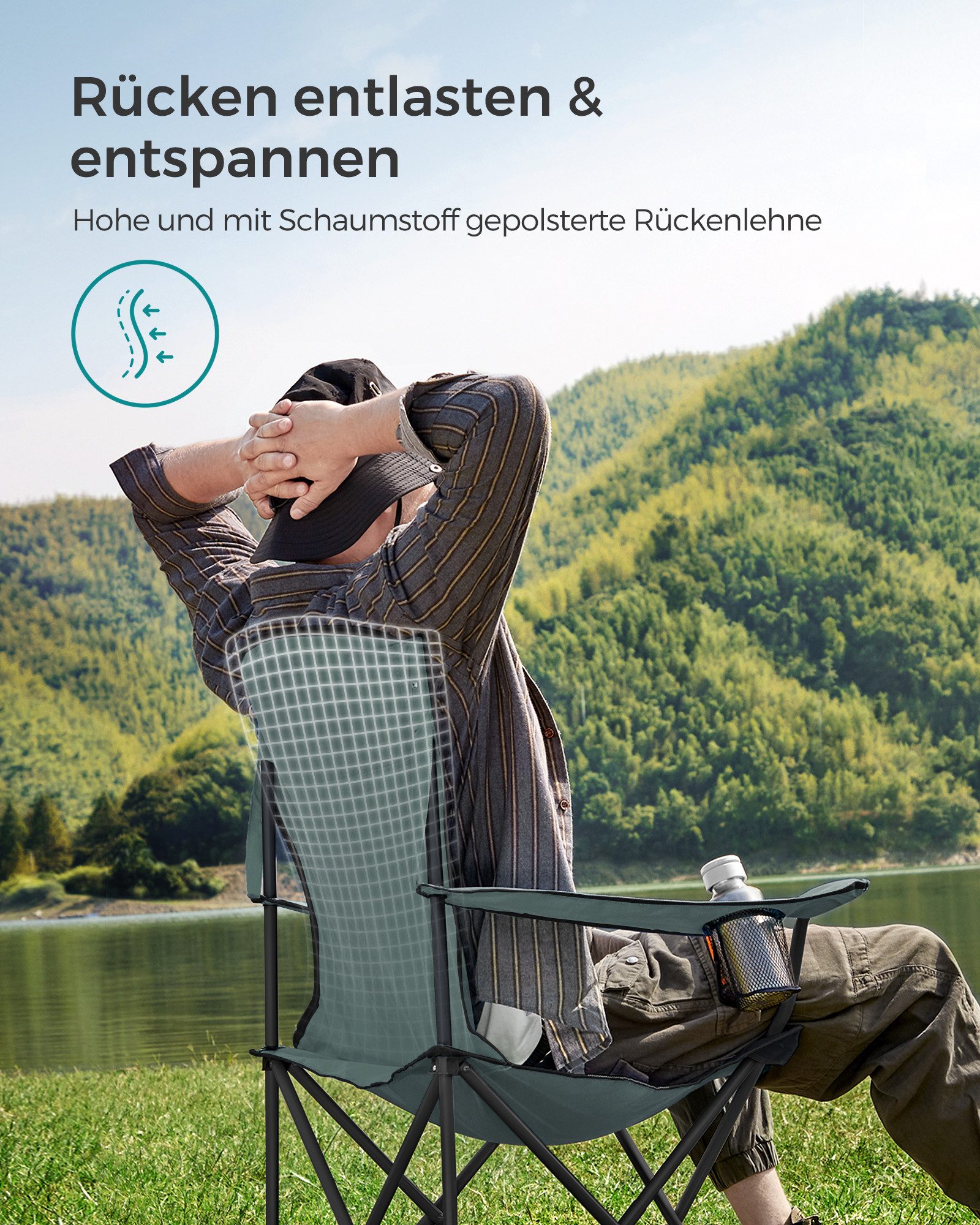 SONGMICS Campingstuhl, Klappstuhl, klappbar, komfortabler mit günstig online kaufen