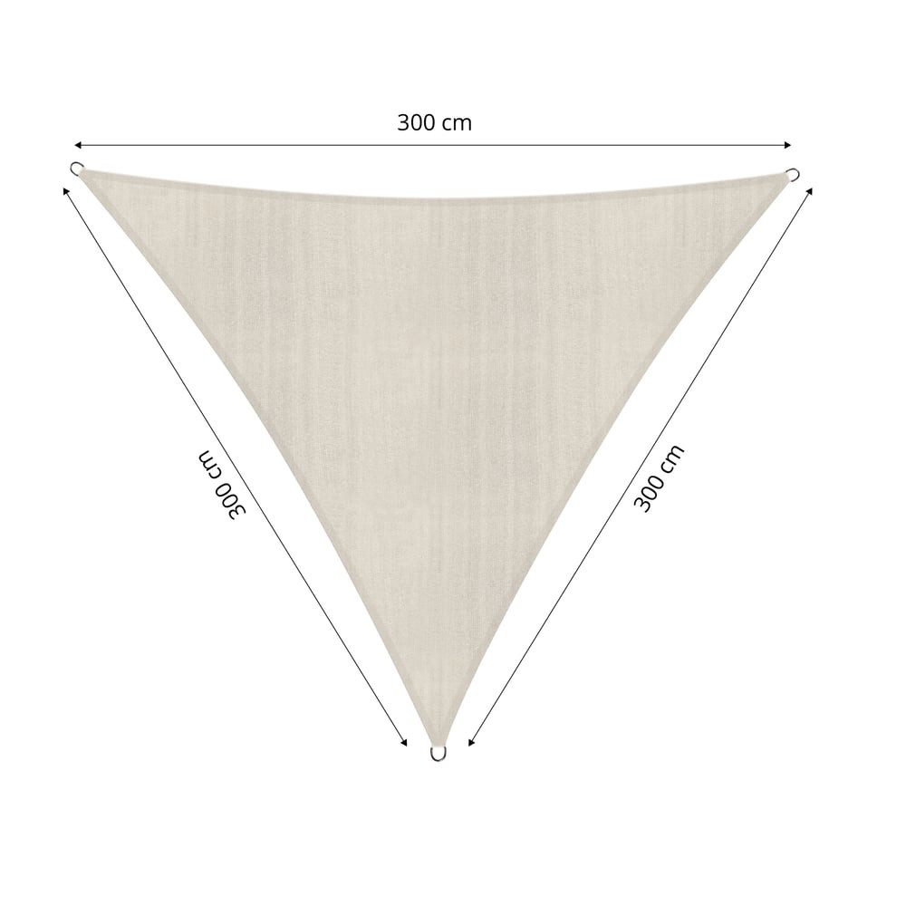 Lumaland Sonnensegel Dreieck 3 x 3 x 3 Meter, Wetterbeständig, 100% HDPE mit Stabilisator für UV Schutz