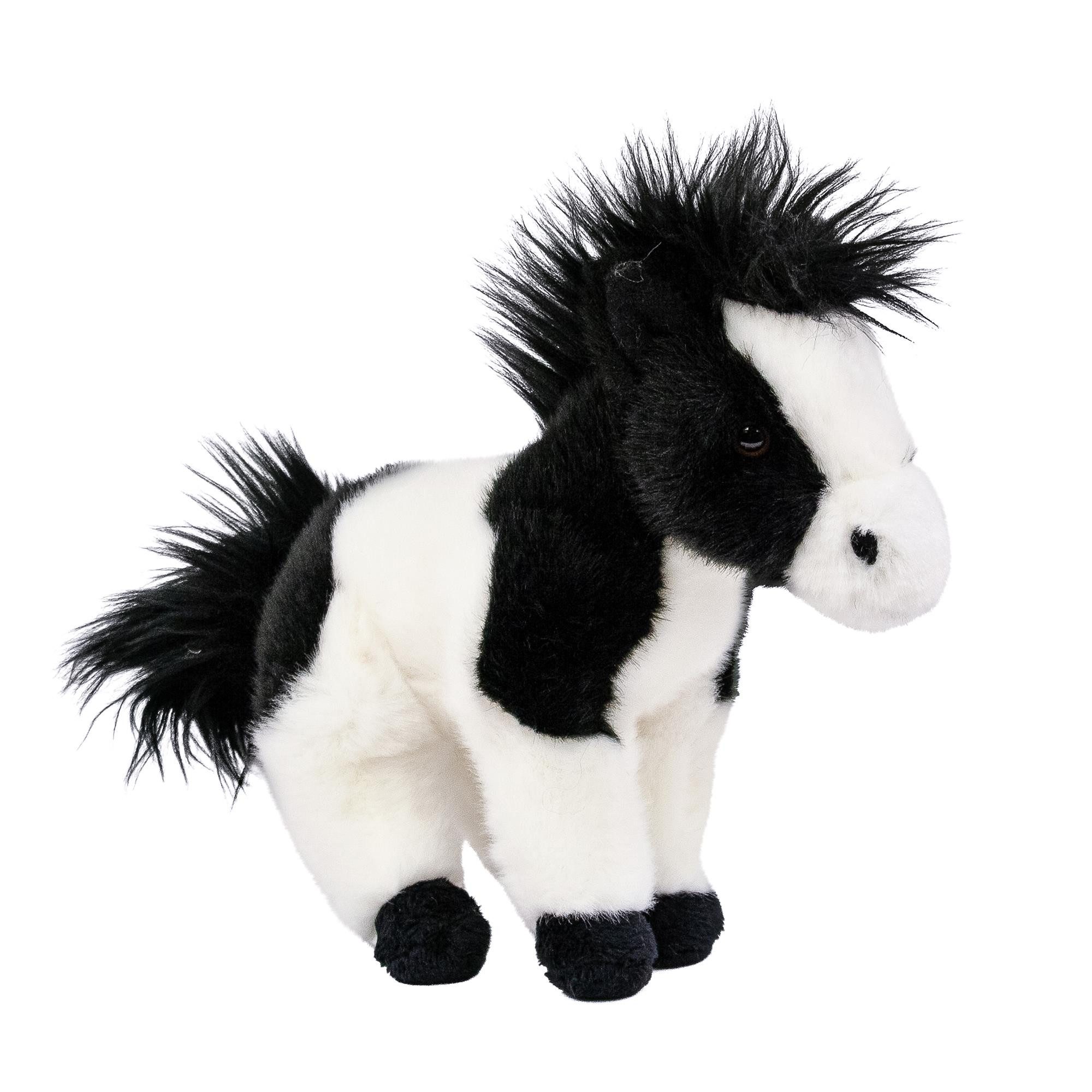 Teddys Rothenburg Kuscheltier Pferd schwarz/weiß stehend 20 cm Plüschpferd (Stoffpferd Ponys Plüschpferd, Fohlen aus Plüsch)