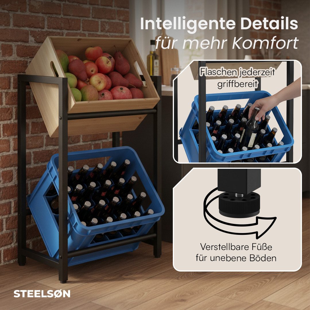 STEELSØN Flaschenregal Mystra in schwarz, Getränkekistenregal aus Stahl für günstig online kaufen