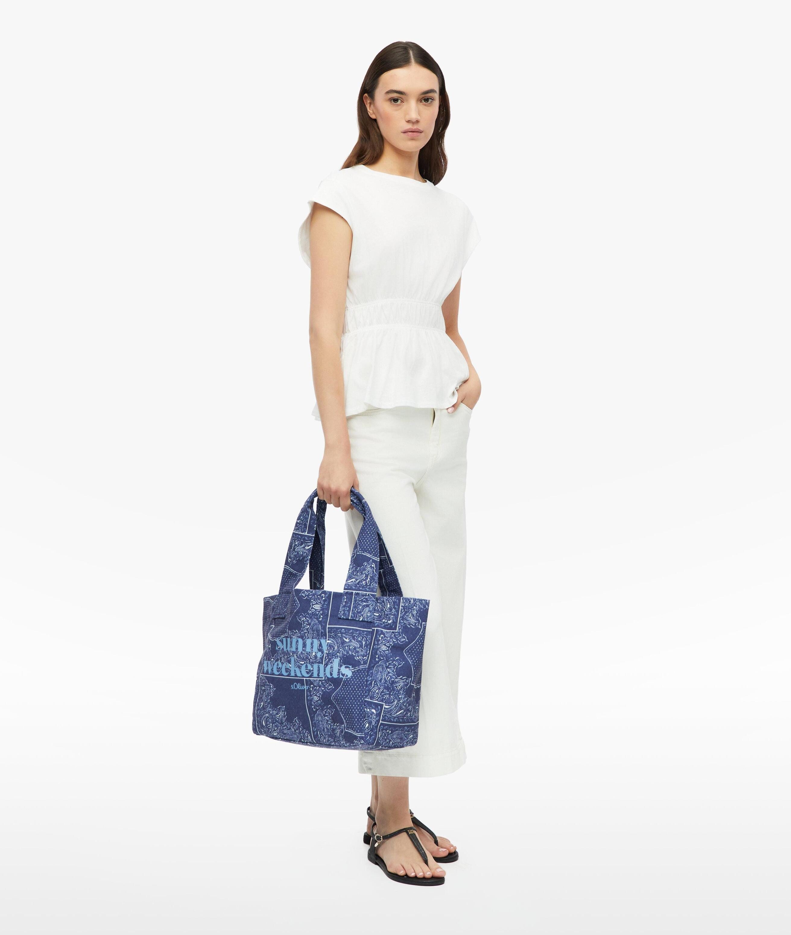 s.Oliver Shopper Tasche, Canvas Shopper mit Paisley-Muster und Kurztragehenkeln