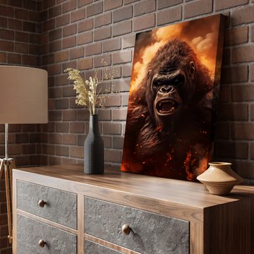 Hustling Sharks Leinwandbild Affe-Bild als XXL Leinwandbild "Fire Ape III" - exklusives Tierbild, in 7 unterschiedichen Größen verfügbar