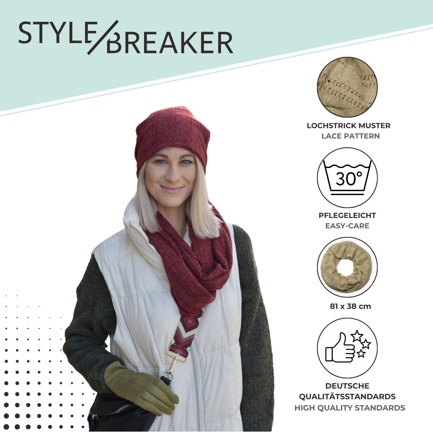 styleBREAKER Loop Feinstrick Loop mit Lochmuster, (1-St)