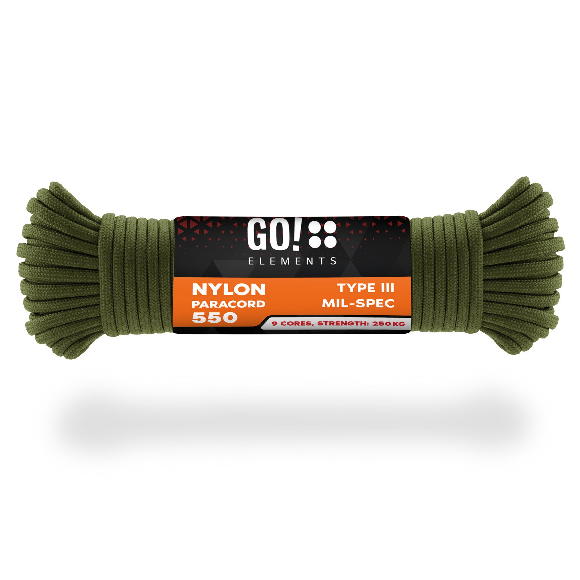 GO!elements Abspannleine Paracord 550 - 4mm, Paracord 550 aus reißfester Nylonschnur