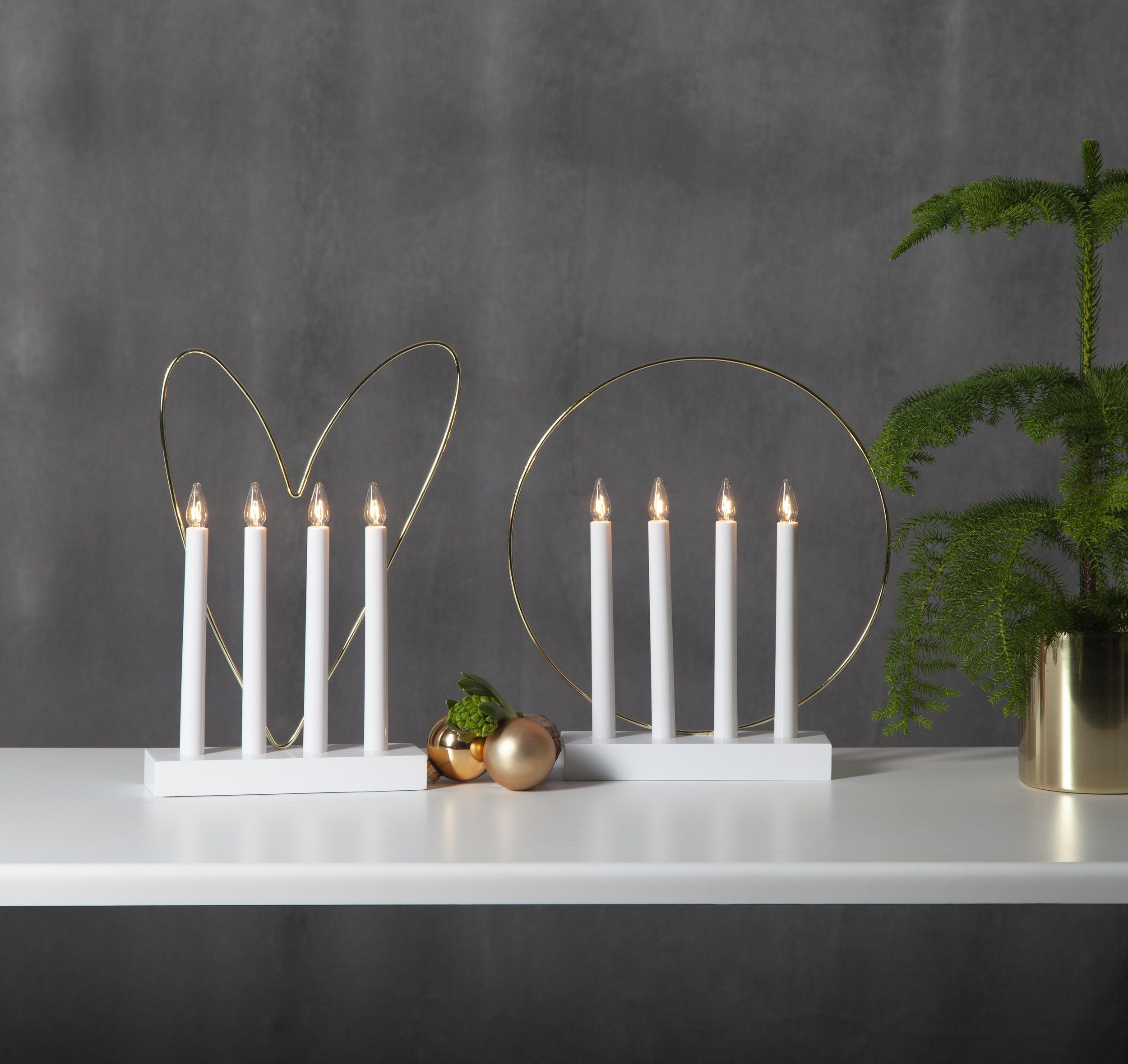 EGLO Kerzenständer Glossy, LED Fenster- Lichterbogen Weihnachten, mit dekorativem Ring und Kabel