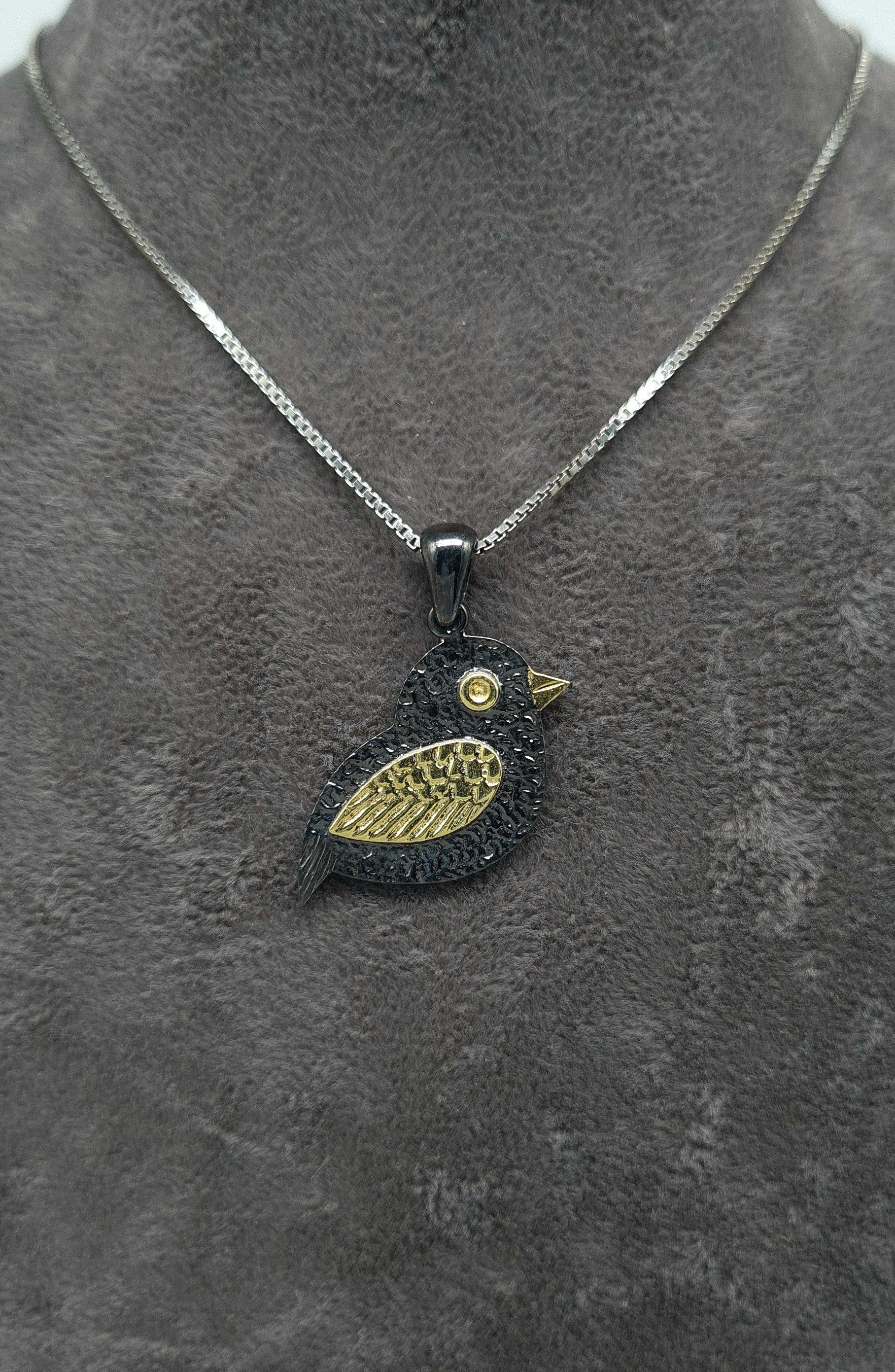 NAHLE Kette mit Anhänger Damen Silberkette Vogel (inklusive Schmuckbox), 925 Silber Anhänger mit Zirkonia - rhodiniert
