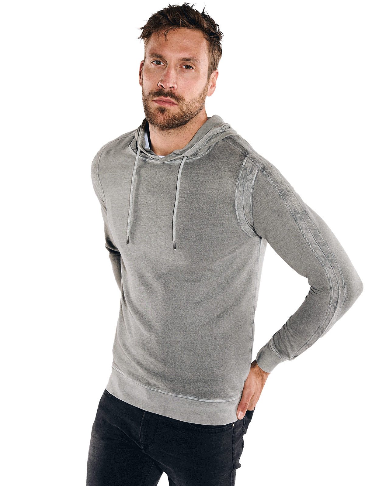 emilio adani Kapuzenshirt Herren Pullover mit Kapuze, Grau