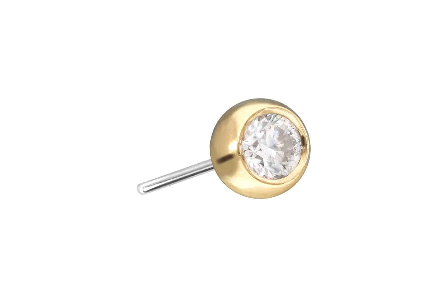 Piercing-Set 14 Karat Gold Kugel mit Titan Push Pin MOISSANIT