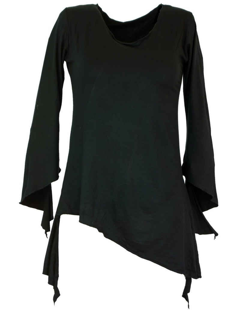 Guru-Shop Longsleeve Psytrance Elfen Shirt Goa chic - schwarz alternative Bekleidung