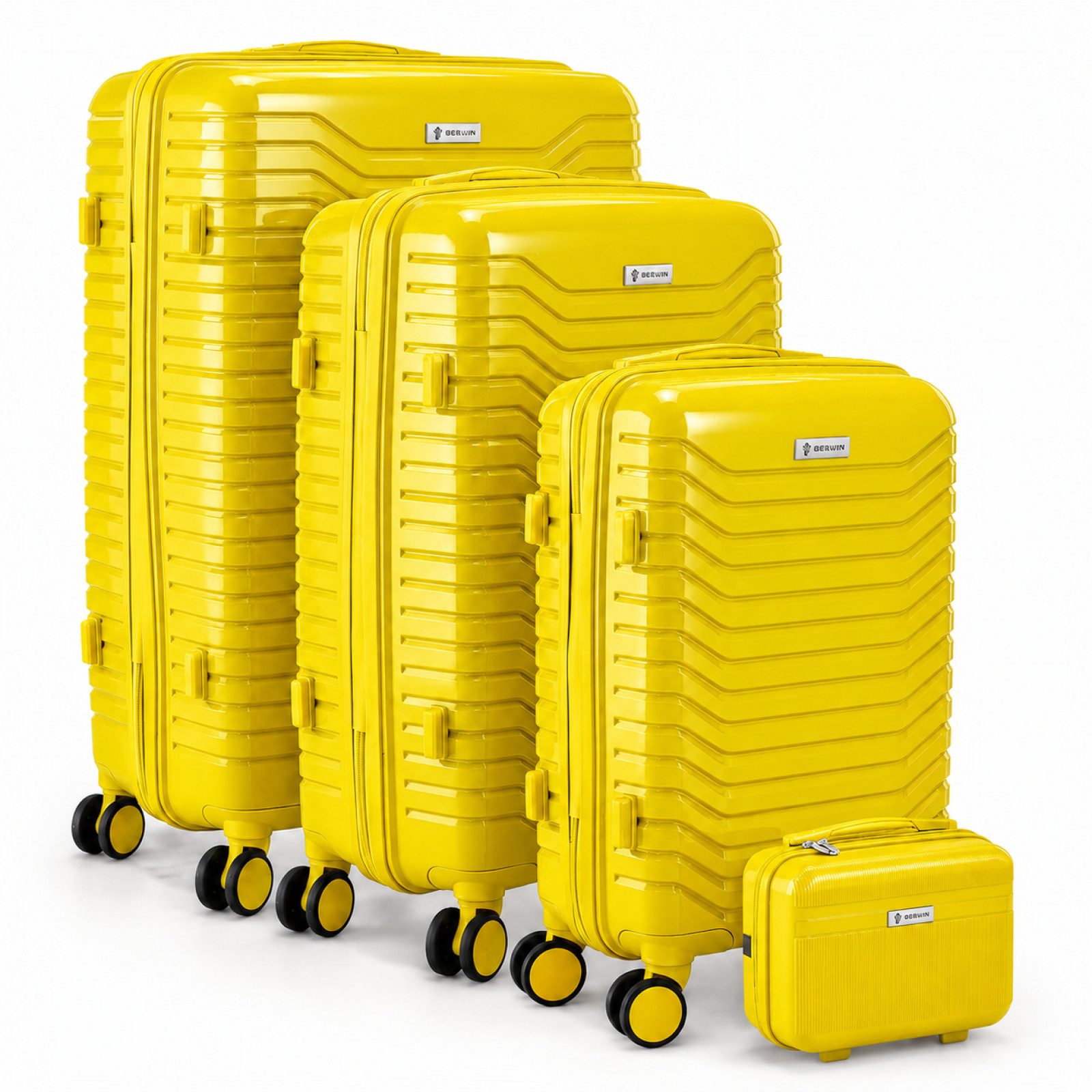 Berwin Trolleyset mit Beautycase Modell Calma Tropic Gelb, 4 Rollen, (Set, 4 tlg., MS-19801)