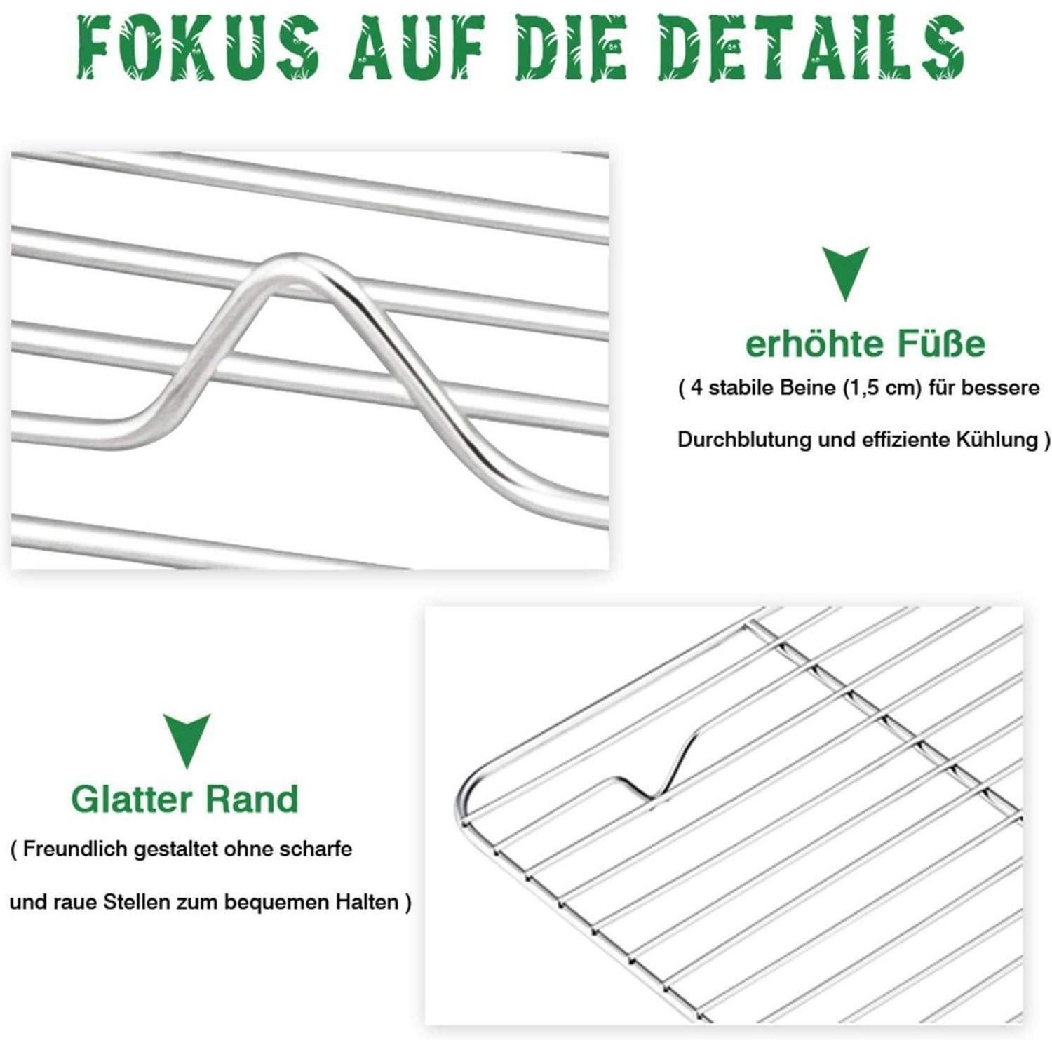 LuxusKollektion Abkühlgitter Abkühlgitter 2er-Set Edelstahl Braten Backen Grillen Kühlen