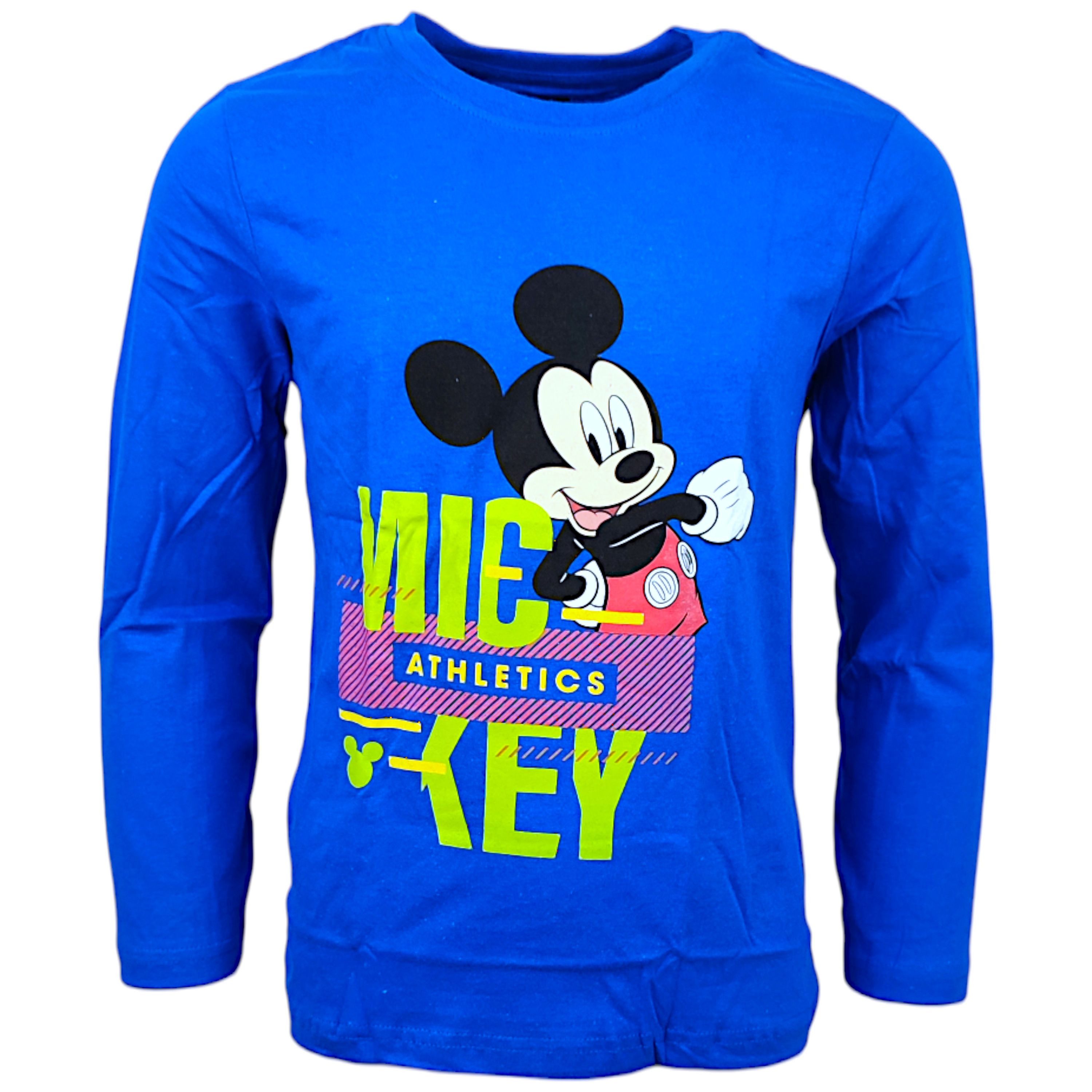 Disney Mickey Mouse Langarmshirt Mickey Maus Jungen Shirt aus Baumwolle Gr. 98 - 128 cm