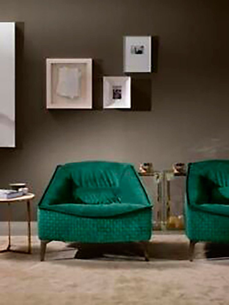JVmoebel Sessel Sessel Einsitzer Luxus 1Sitzer Polster Sitz Designer Textil Sitz Stoff Grün