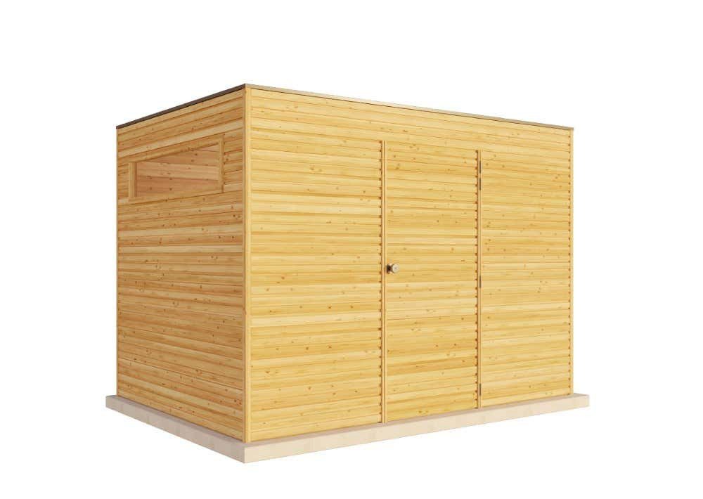 Alpholz Gartenhaus Holz QB (optional mit Schleppdach), BxT: 300x210 cm, in Kesseldruckimprägniert mit 28mm Wandstärke