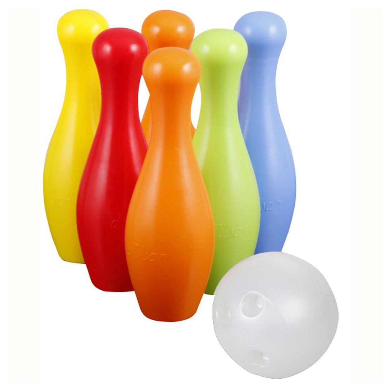 Pilsan Spiel Kegelspiel 06137, 6 Kegel, 2 Kugeln, Kunststoff, drin und draußen, ab 10 Monaten