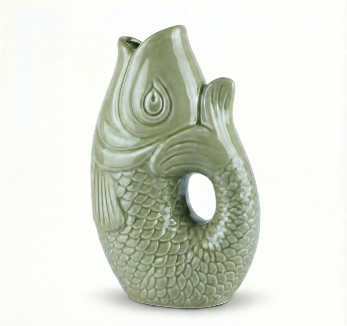 WestCraft Dekovase Fischvase 4 Farben Porzellanvasen bunte Vase in Karpfenform (1 St), für dekorative Tischdekoration zuhause - handgefertigt aus Dänemark