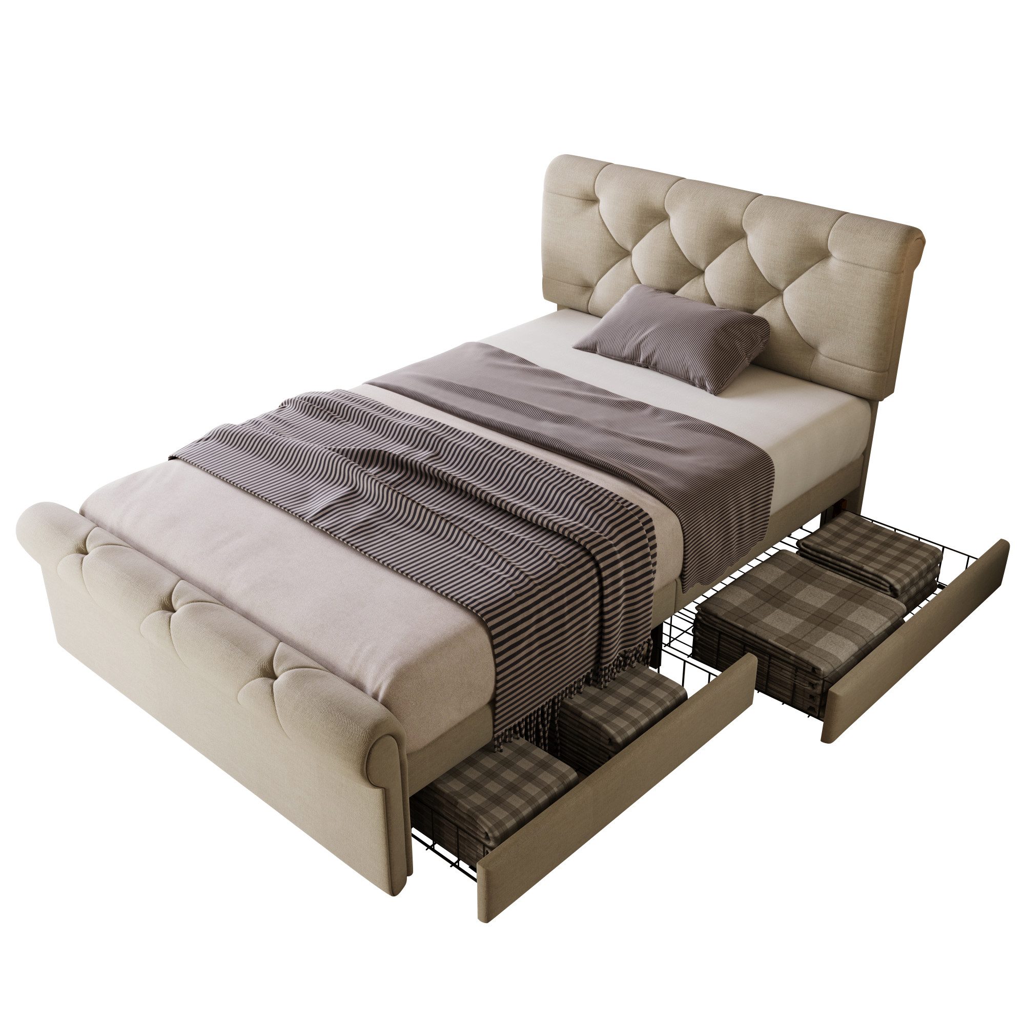 Flieks Polsterbett, Einzelbett Stauraumbett mit 2 günstig online kaufen
