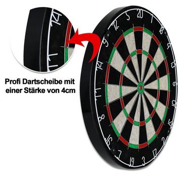 XQMAX Dartscheibe - inkl. Pfeile, Surround Ring Schwarz, Wurflinie, Zähler, (Dartset), Steeldart Dartboard Darts Catchring Auffangring