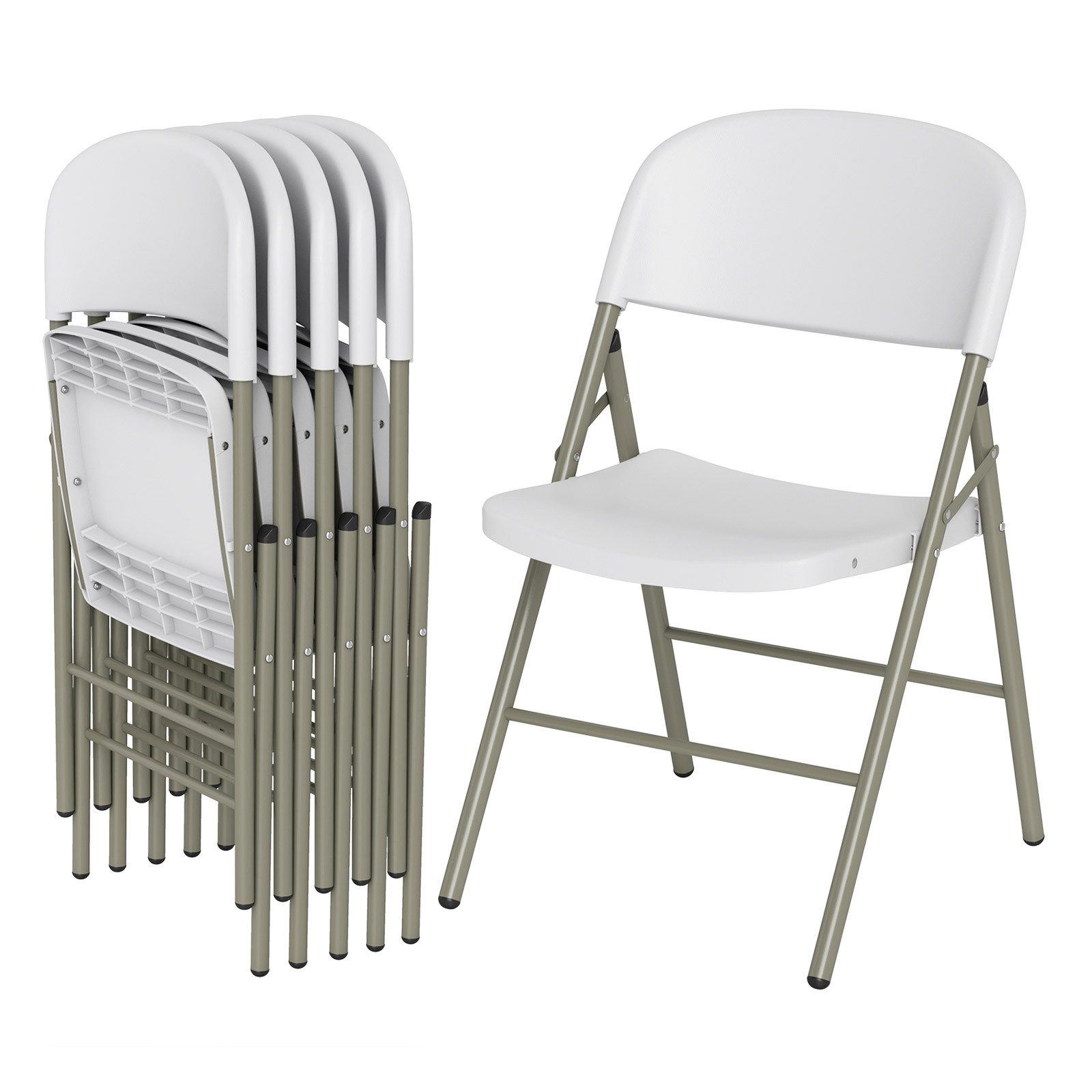 KOMFOTTEU Klappstuhl (6 St), Esszimmerstühle mit gebogener Sitzfläche, Fußstütze & Metallrahmen