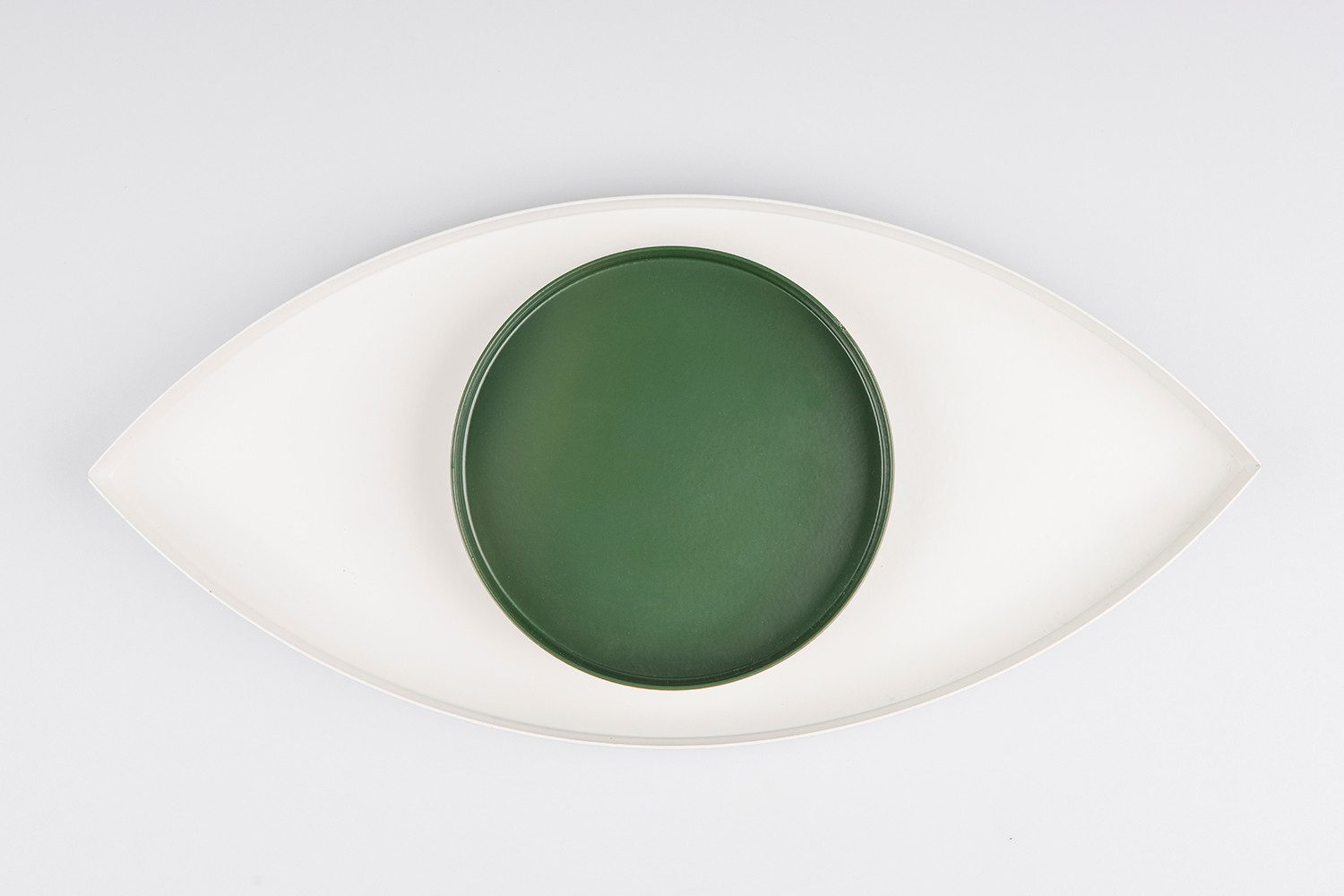 DOIY Dekoschale The Eye Weiß - Grün (Ablage, Schale, 1 St., Metall, 2-tlg), ca. 29 x 14 x 2,5 cm