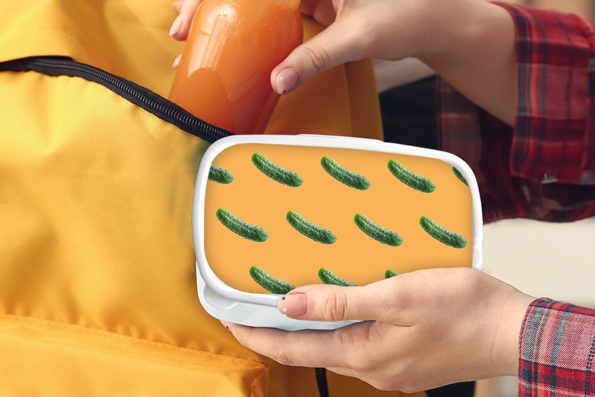 Kunststoff, für Orange, - Kinder - Mädchen für Brotbox und Lunchbox Gemüse und Jungs MuchoWow Muster (2-tlg), Erwachsene, Brotdose, weiß
