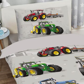 Kinderbettwäsche Traktor Grau, ESPiCO, Renforcé, 2 teilig, Trecker, Bulldog, Landmaschine