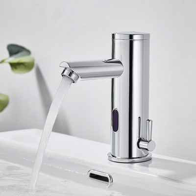 Auralum Küchenarmatur Waschtischarmatur Infrarot Sensor Wasserhahn Badarmatur Silber