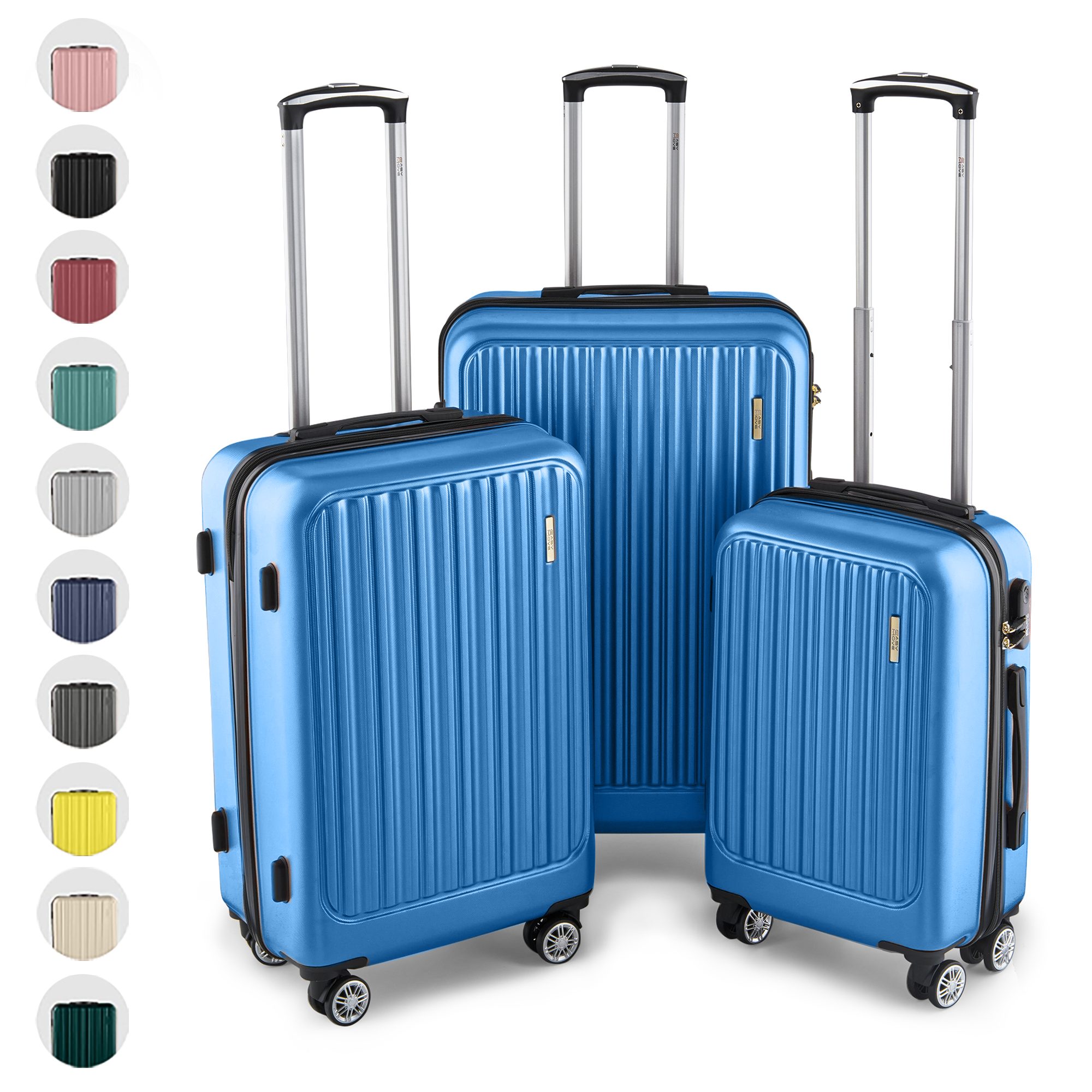 Easy Move Hartschalen-Trolley Leichter Rollkoffer ACE 026 - Reisekoffer, Hartschalenkoffer, 8 Rollen, Robustes Koffer-Set aus ABS-Hartschale, 3 Größen - M L XL