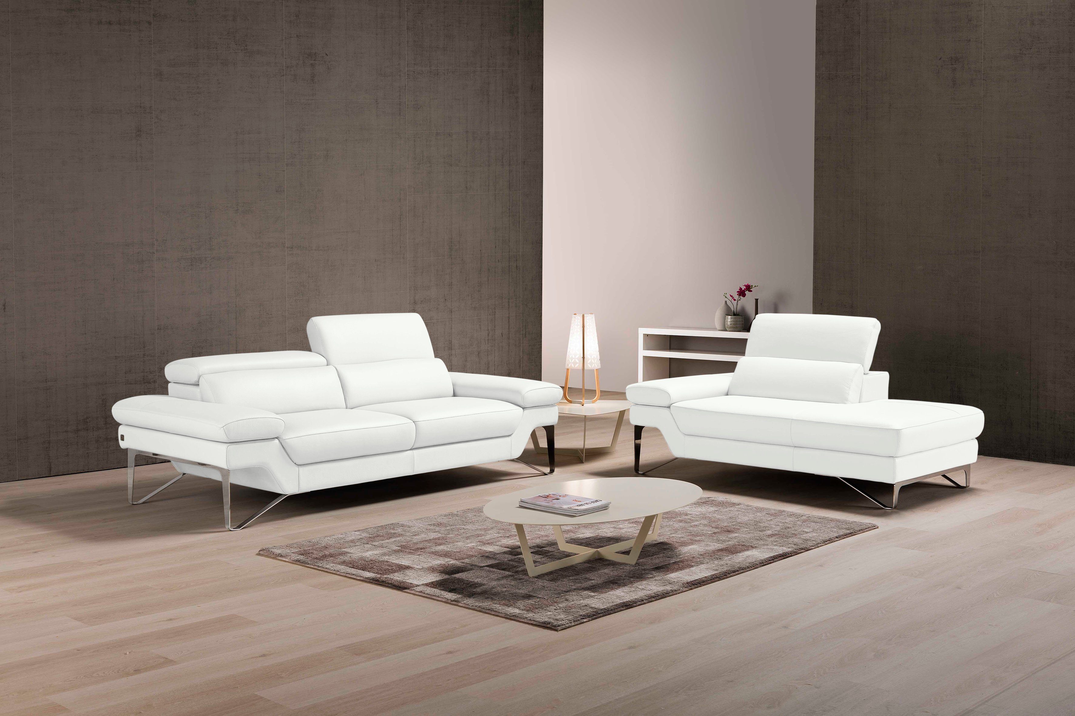 Egoitaliano Polstergarnitur Princess Design und Sitzkomfort im Einklang, bequem und hochwertig, Set aus 2,5 Sitzer und freitehende Ottomane, Kopfstützen verstellbar