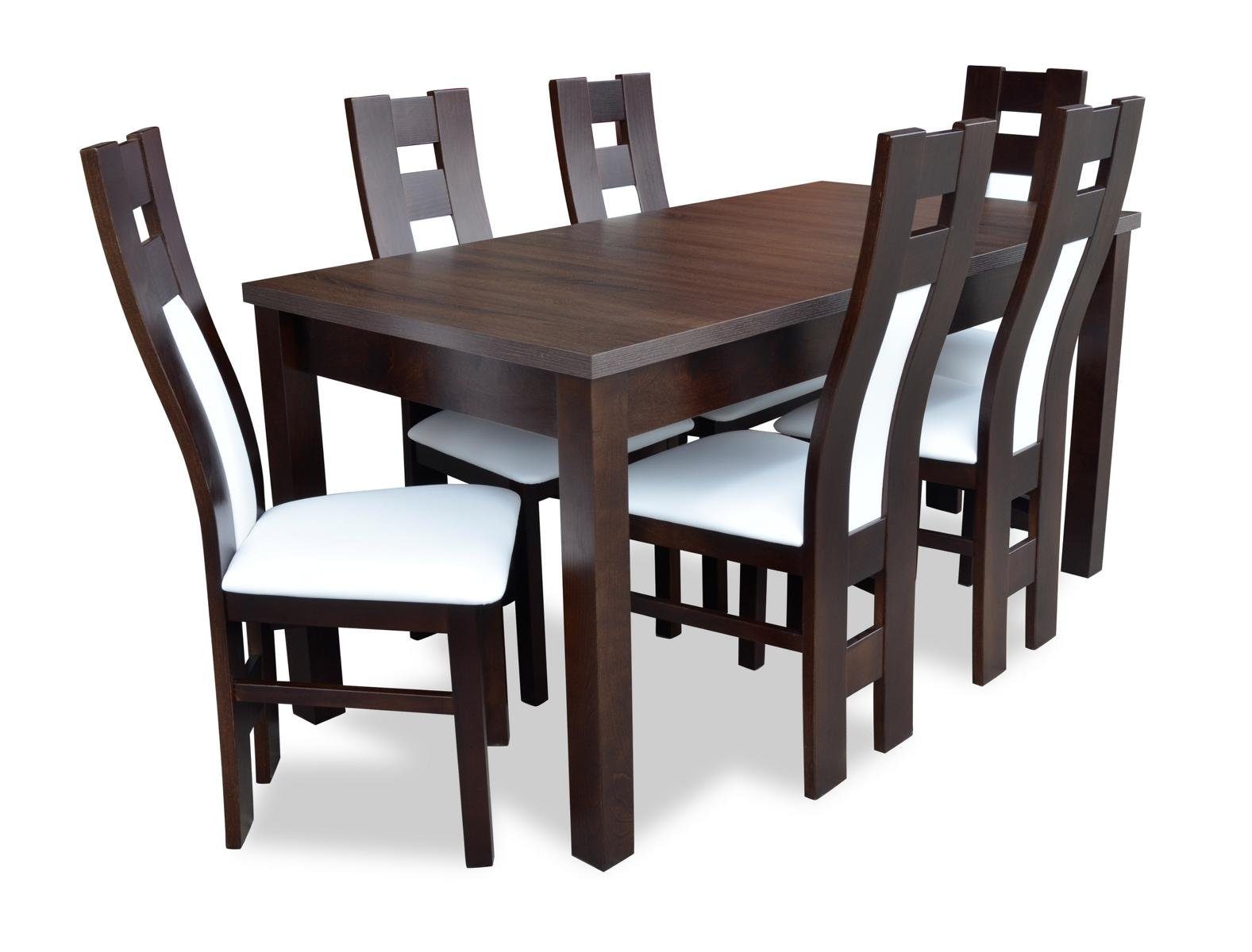 Tische 6x Esstisch Stühle Gruppe Komplett Set Set 7tlg Essgruppe Holz JVmoebel Ess