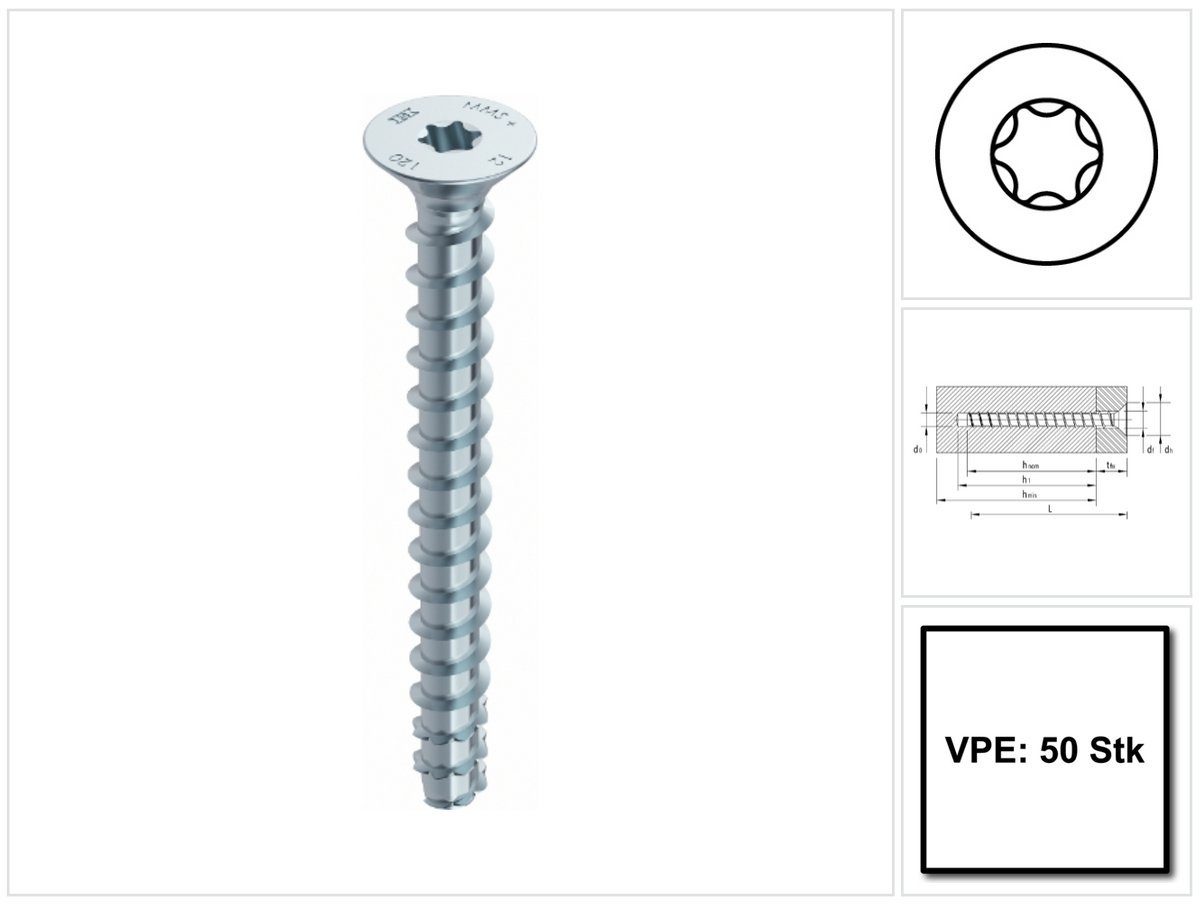 (48507) 140 6,0 50 Schraubanker F Schrauben mm plus Stück Betonschraube Beton MONTI HECO x MULTI