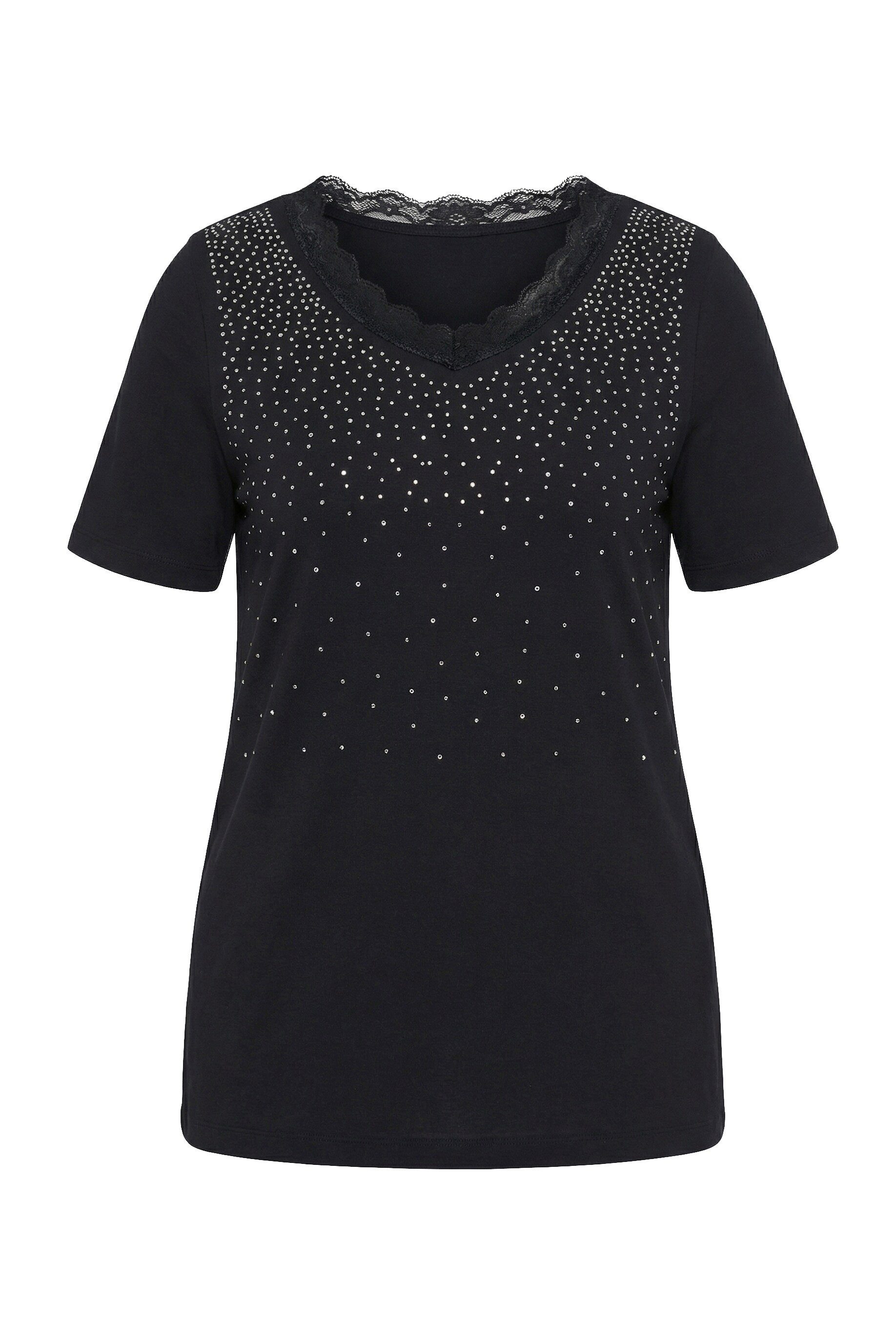 T-Shirt T-Shirt bequeme Passform Glitzersteinchen-Verlauf