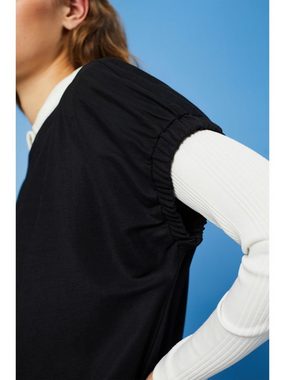 Esprit Collection T-Shirt T-Shirt mit elastischen Details am Ärmel (1-tlg)