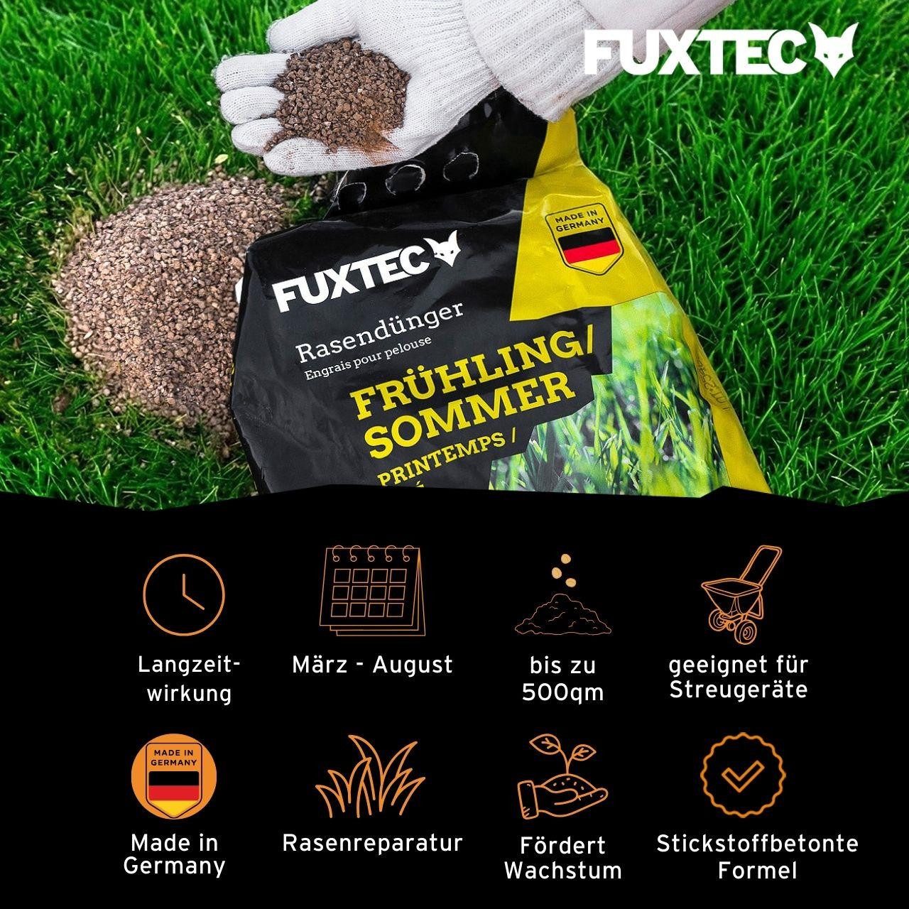 FUXTEC Rasendünger FX-RDFS10, FX-RDFS, 1-St., Stickstoffbetonte Formel, Langzeitwirkung, bis 500 m²