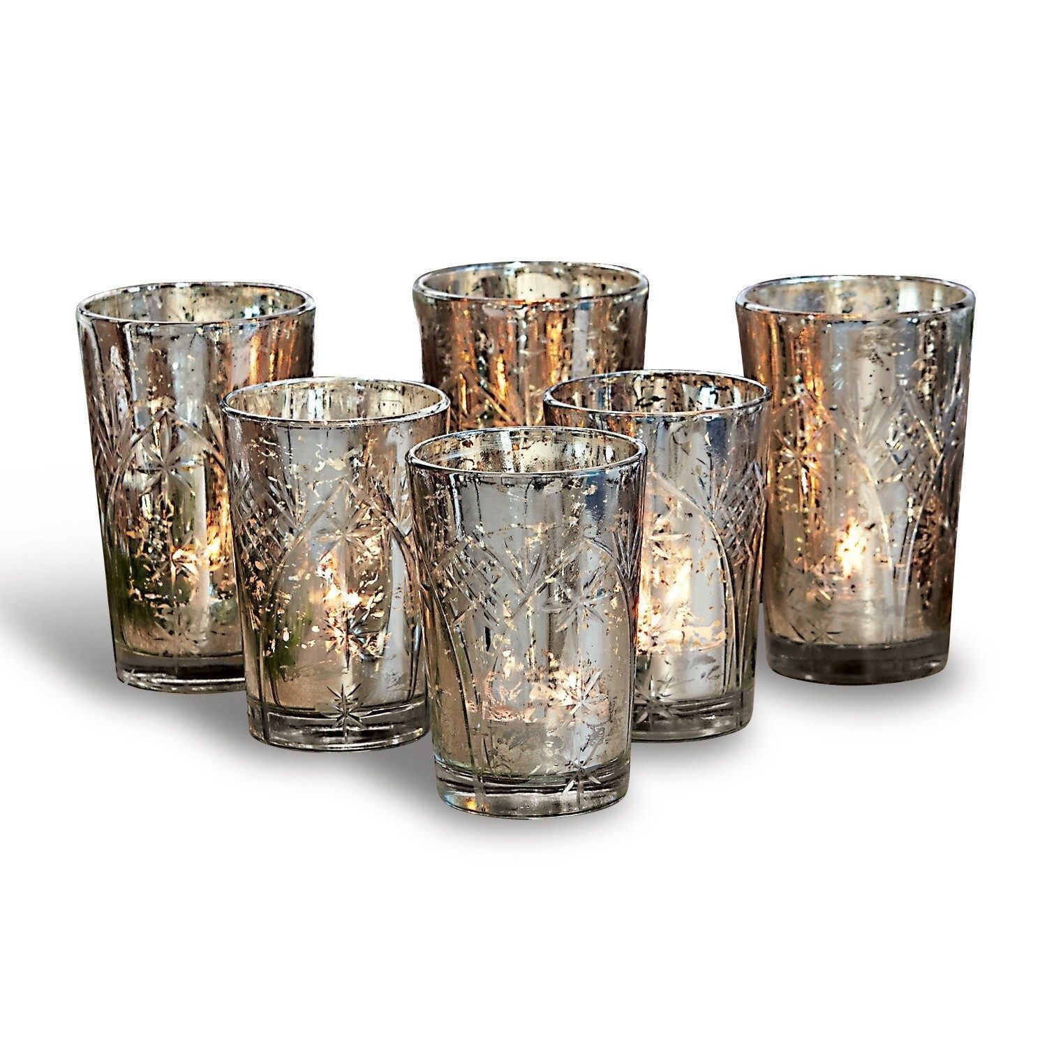 Mirabeau Windlicht Windlichter 6er Set Latona antiksilber (6er Set, 6er Set)