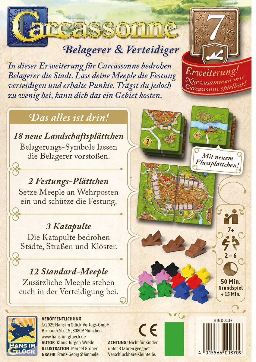 Hans im Glück Spiel Carcassonne 7. Erweiterung Belagerer & Verteidiger HIGD0137
