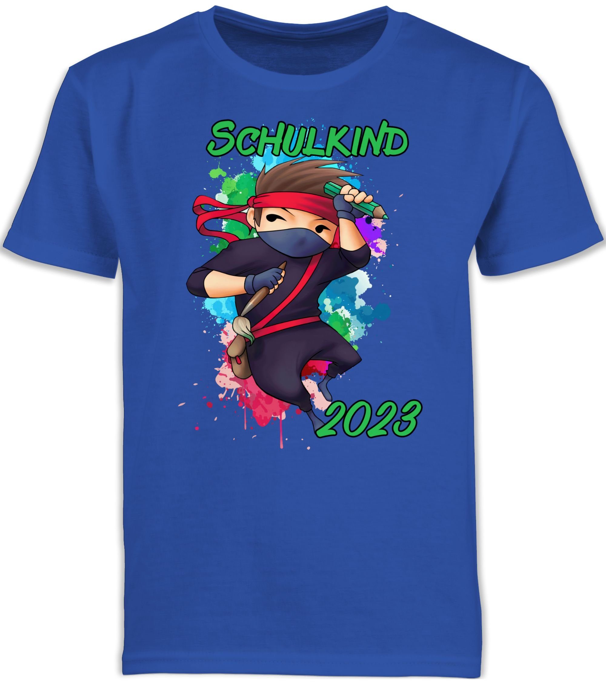 Shirtracer T-Shirt Cooler Ninja Junge 2023 Einschulung Junge Schulanfang Geschenke 2 Royalblau