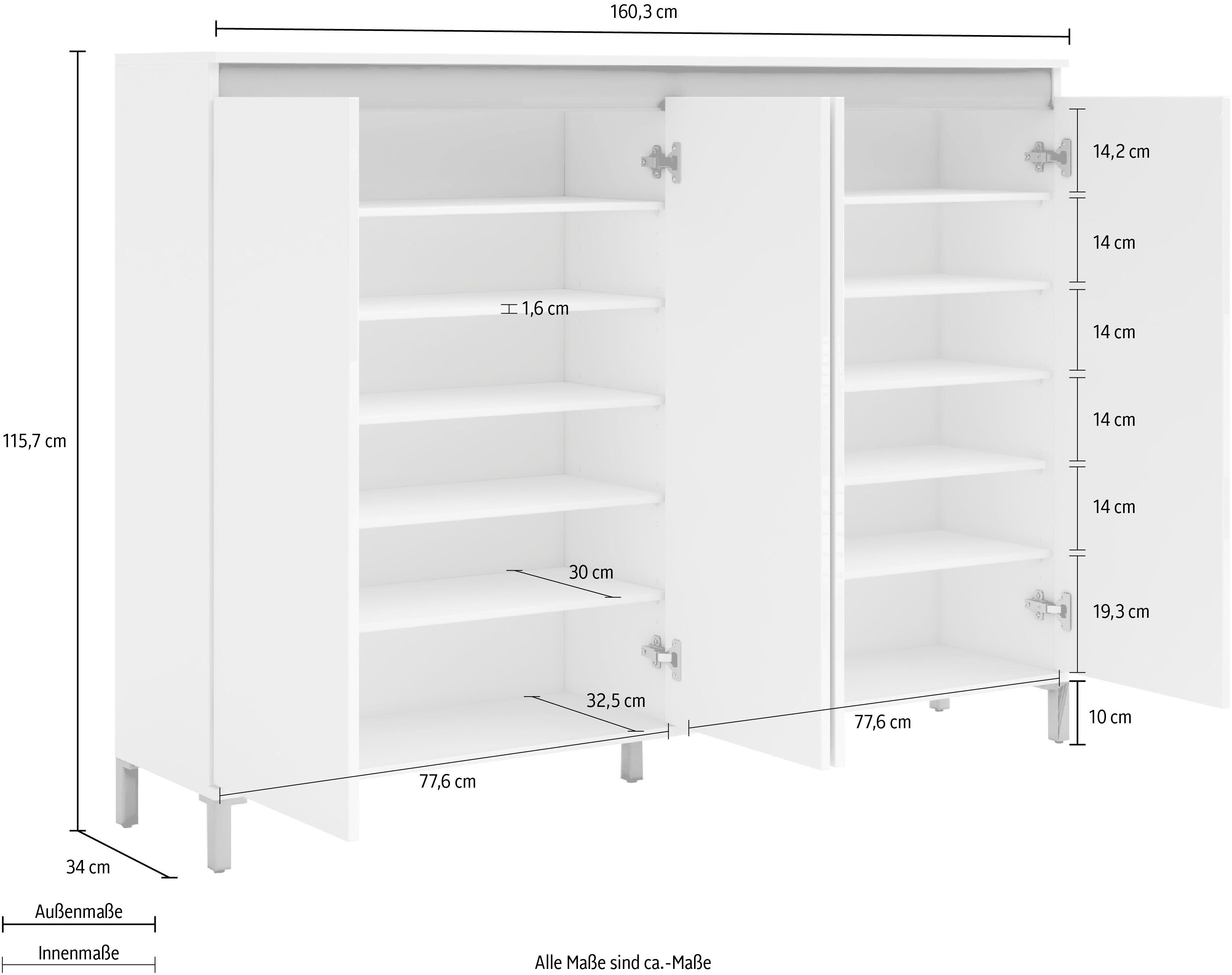 INOSIGN Genio 160 cm Breite Schuhschrank