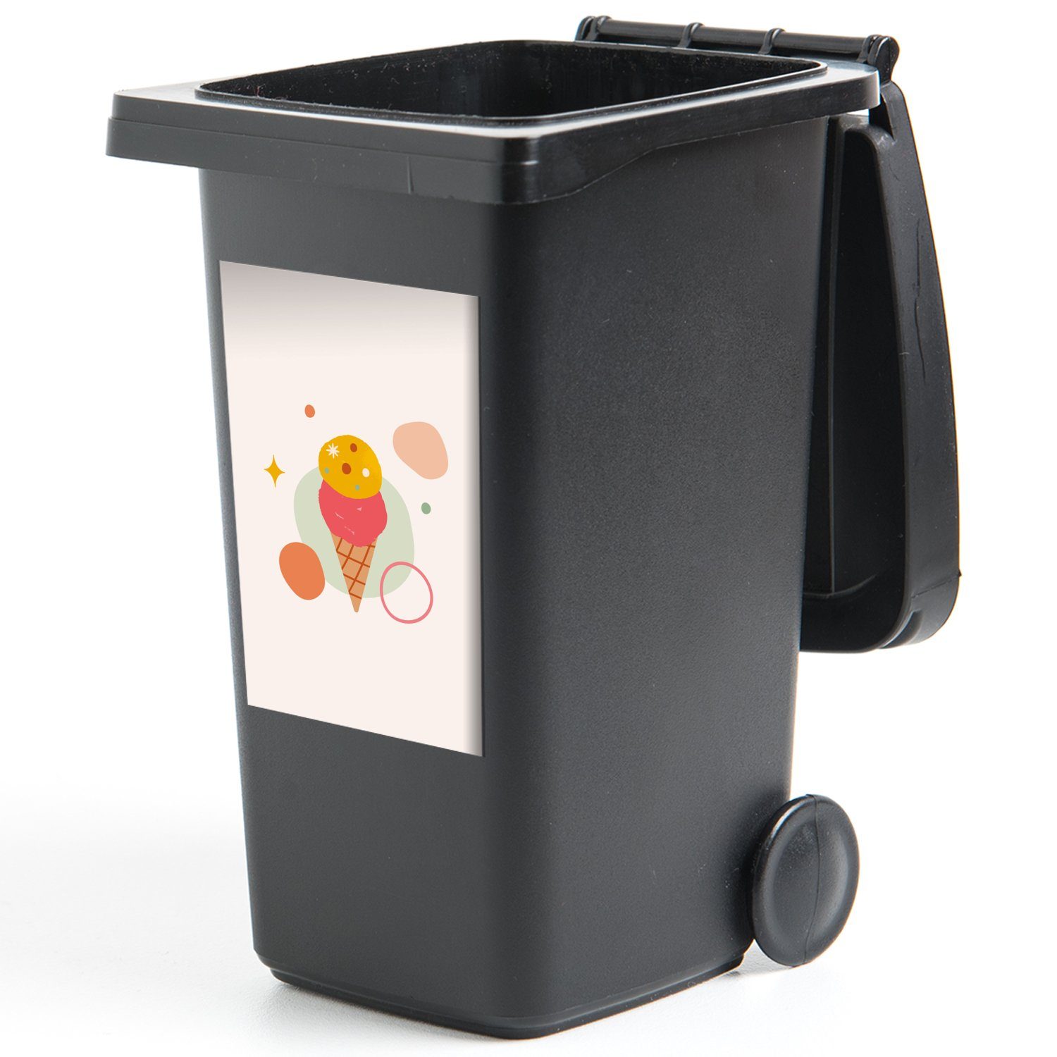 - Sticker, MuchoWow Container, (1 Formen - St), Eiscreme Wandsticker Mülltonne, Abfalbehälter Mülleimer-aufkleber, Sommer