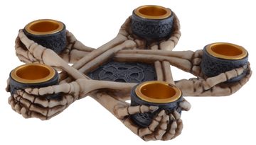 Vogler direct Gmbh Kerzenständer Pentragramm Kerzenhalter mit Skeletthänden, von Haus coloriert, aus Kunststein, LxBxH ca. 16x16x3cm
