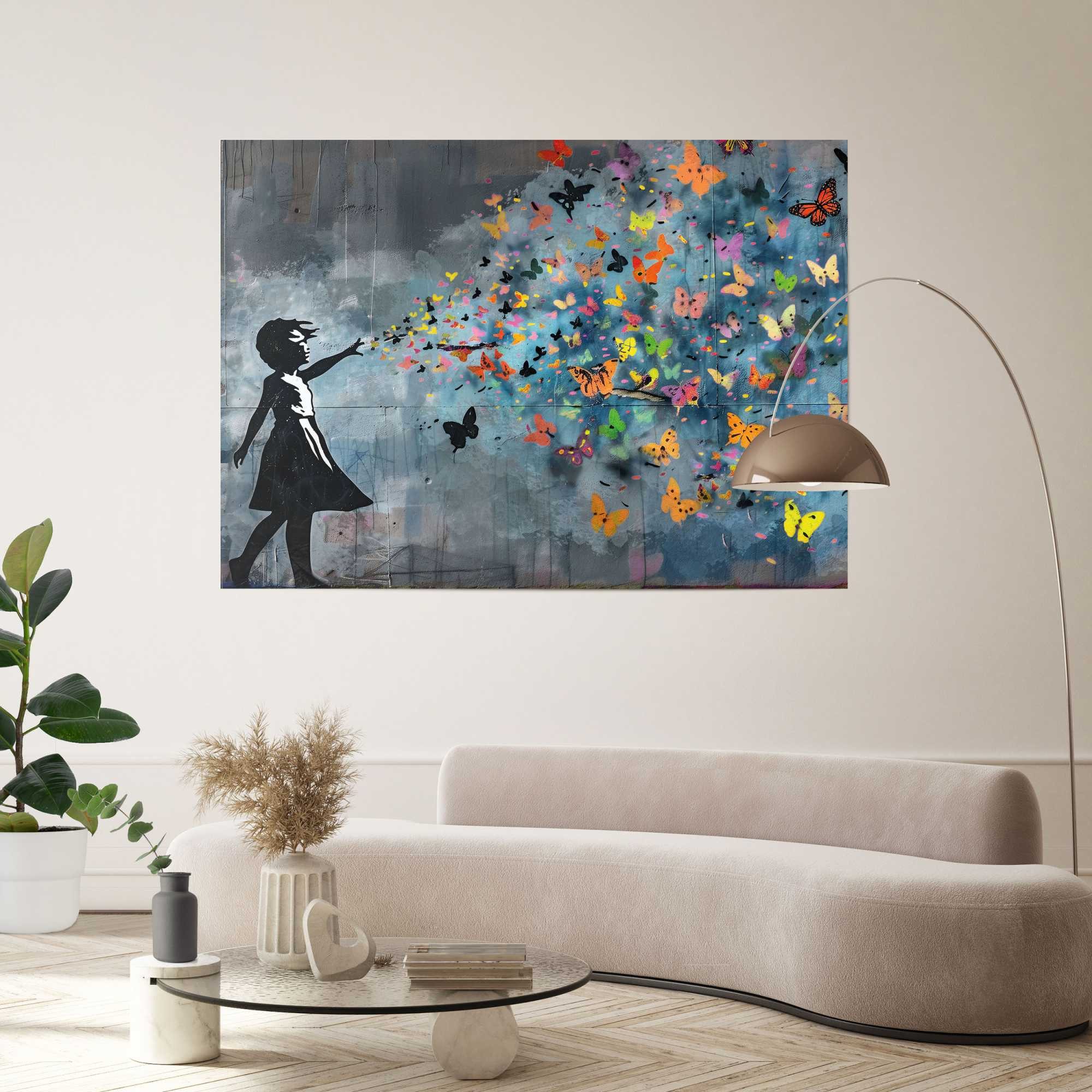 Reinders! Poster Schmetterlingsregen, (1 St), Wohnzimmer - Blau - Papier - Street Art - 140x100 cm