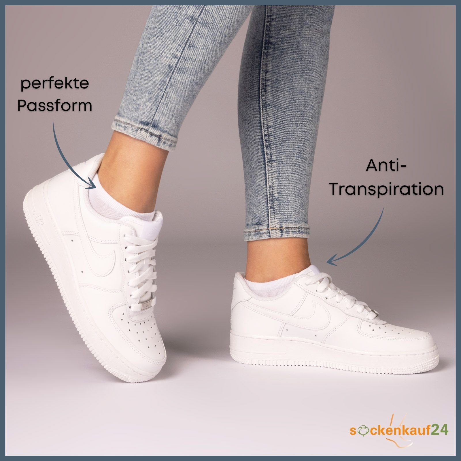 sockenkauf24 Sneakersocken 10, 20, 30 Paar Sneaker Socken Damen & Herren Schwarz Weiß Grau (5xSchwarz, 5xWeiß, 10-Paar, 39-42) Baumwolle - 16900 WP