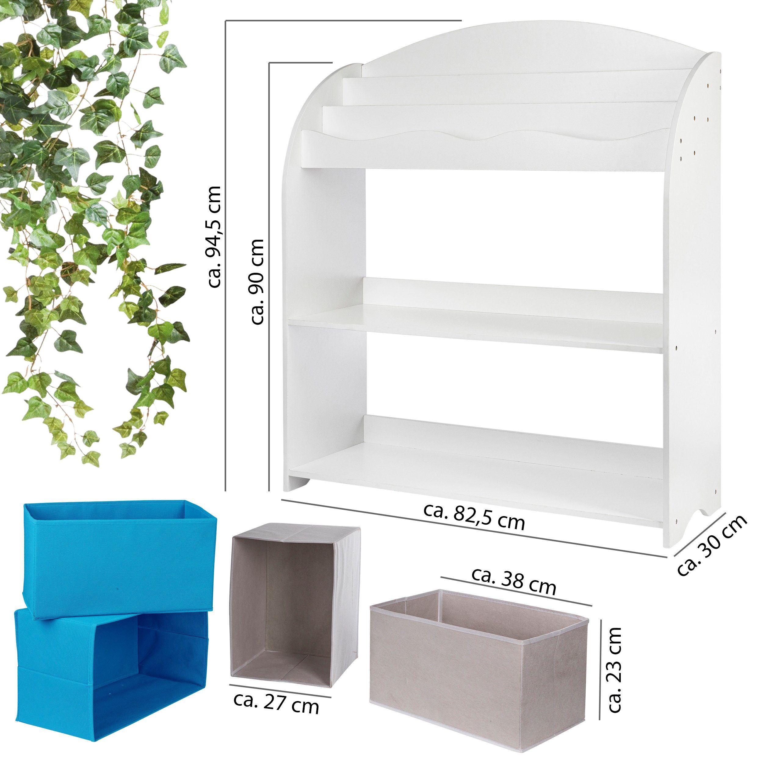 ONVAYA Bücherregal Kinder-Bücherregal Weiß, Kinderregal mit Boxen, Aufbewah günstig online kaufen