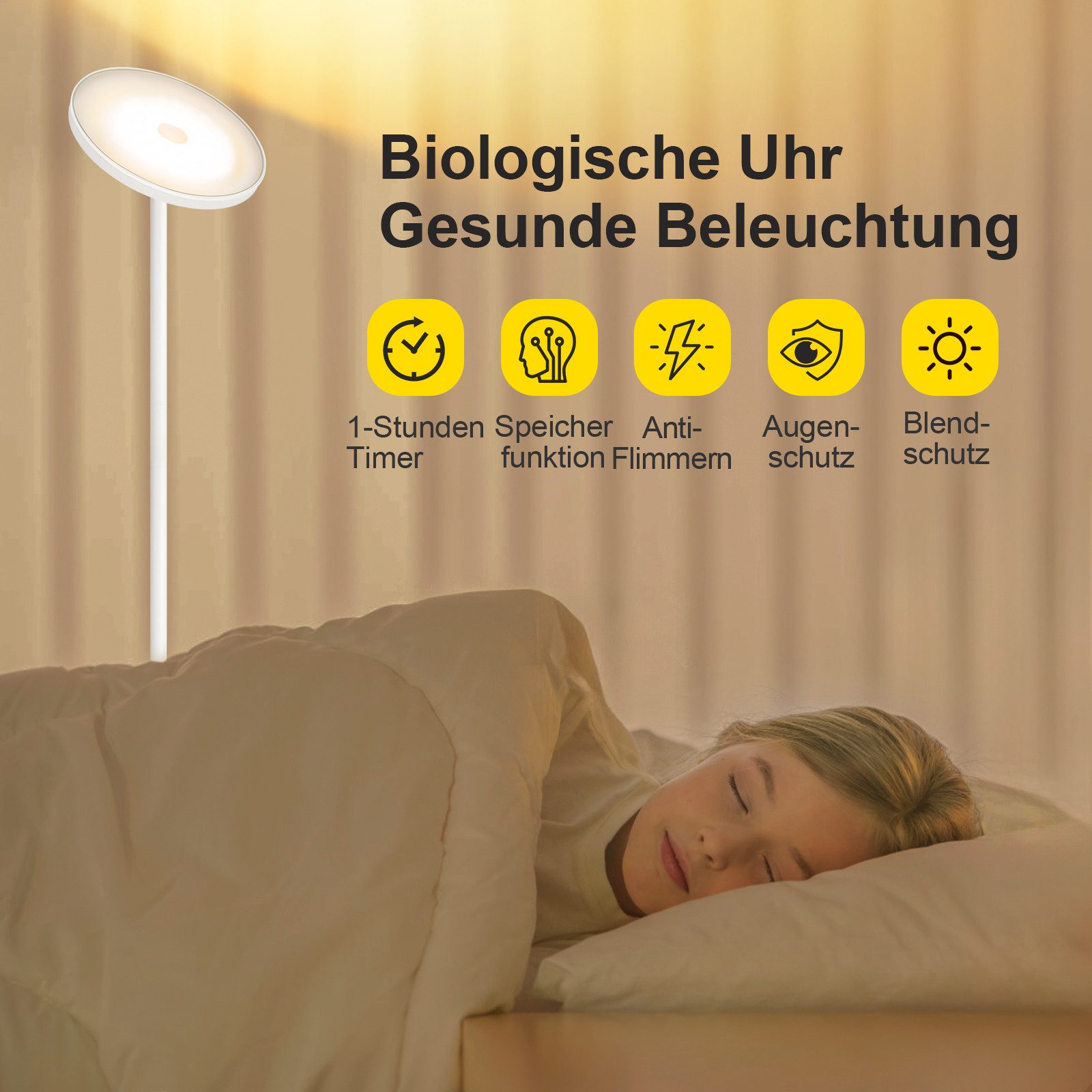 OUTON LED Stehlampe Uplighter Stehleuchte, Stufenlos, 30W, 3000 Lumen, Sprachsteuerung, magnetische Fernbedienung, Farbtemperatur 2700–6500 K